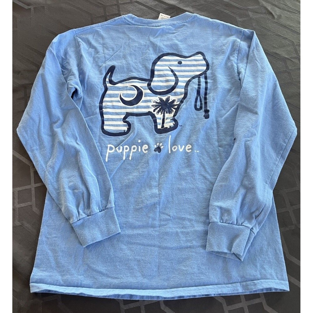 Puppie Love Blue South Carolina Women’s Cotton Tee Long Sleeve Small